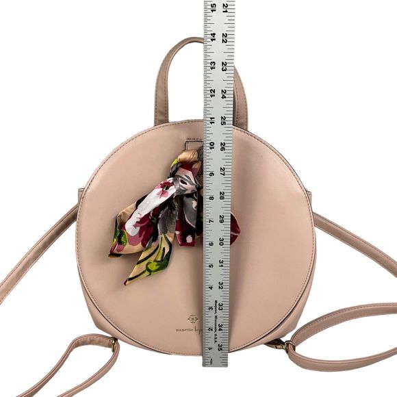 Nanette Lepore Round Backpack Purse Fashion Bow Designer Travel Bag Tan - Picture 12 of 12